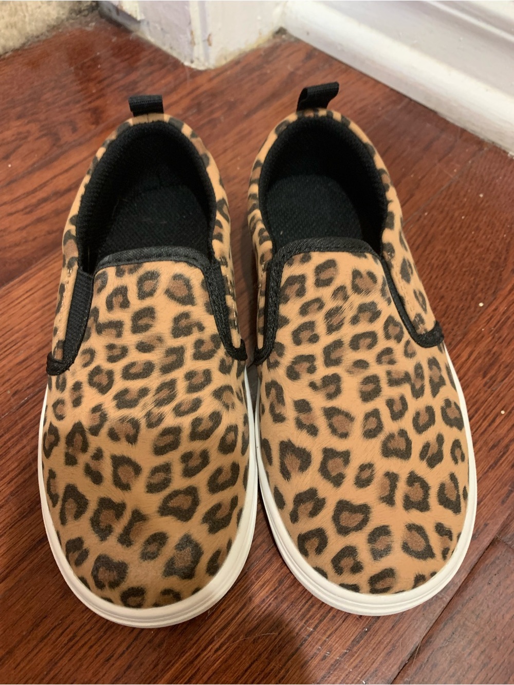 Kids Leopard Print Slip-On Sneakers - Tan/Black